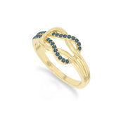 natural london blue topaz infinity knot promise rings in yellow gold vermeil